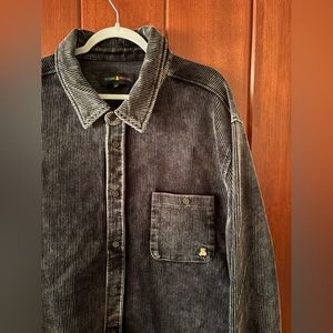 Black grey brushed corduroy Teddy Fresh streetwear button up shirt